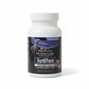 Purina Pro Plan Veterinary Supplements FortiFlora Probiotics for Dogs Chewable Tablets for Digestive Gut Health and Diarrhea - 45 ct. Canister