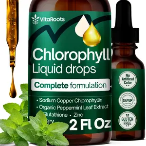 Liquid Chlorophyll Drops 60 ml – 100mg per Serving – Formulate Zinc, Glutathione, Mint Extract – 2 fl oz – Vegan & Sugar-Free