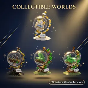 Miniature Globe Building Kit, Creative Assembly Earth Castle Model, Building Block Model, Kids Toy, Desktop Decoration, Teen Birthday and Holiday Gift, Miniature Globe Models