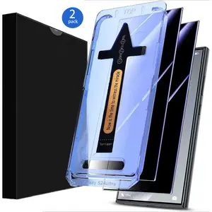 Samsung Galaxy S24 Ultra Privacy Glass Screen Protector Dual Pack (6.8-inch)Anti-Peep Tempered Glass Film Self-Dust Removal Installation Bubble-Free Crystal Clarity Scratch-Resistant Ultra-Smooth Touch Privacy Protection Circular Polarized Eye Protection