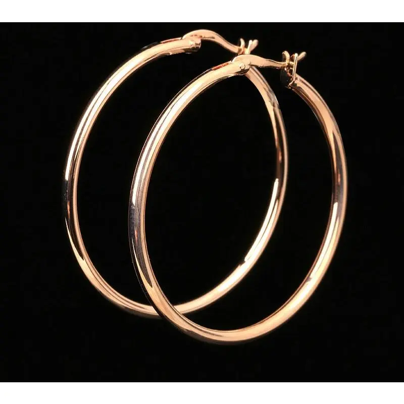 High Quality Earrings - 18 Karat Layered Gold Filled Round Hoop Earrings, Rose Gold #9, Earring For Women, Gold Earrings