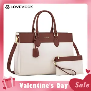 【Valentine's Day Gift】LOVEVOOK Laptop Tote Bag,Fashionable Texture and Waterproof Leather,Modern Minimalist Design, Perfect for Daily Use by Doctors, Nurses, Teachers, and Professional Women for Travel and Commuting,TikTokShopJumpstartSale