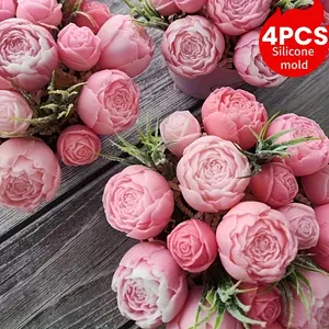 Rose Bud Craft Candle Molds Set, Aromatherapy Silicone Mold for Handmade Candles, Decorative Accessories for Bedroom & Living Room