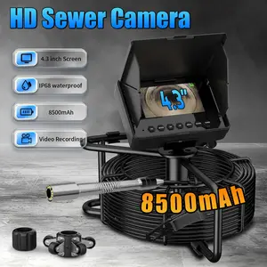 Sewer Camera 100ft Drain Pipe Camera Plumbing Snake 8500mAh Battery, 23mm HD, 12LEDs, DVR Recording, 32GB TF Card Included