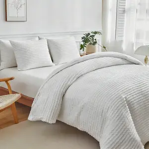 Bohemian Crepe Poly Duvet Cover Set - Texture-Rich Velvet Dots, Cut-Out Design, Solid Color, Soft Fabric, Included Pillowcases, Multi-Sizes: King, Queen, Children's