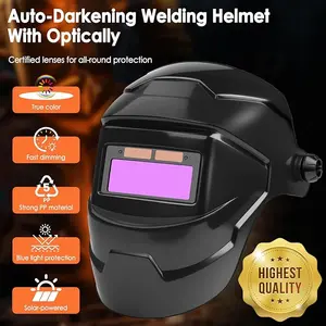 New Upgrade Welding Helmet with Light, Welding Face Guard with Auto-Dimming Protection/Heat-Resistantt, Auto Darkening LCD Clear Welding Shield, Grinding Hood Kit for Men