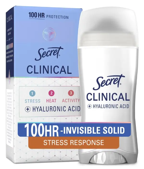 Secret Clinical 100HR Invisible Solid Antiperspirant, Stress Response, 2.6 oz, Everyday Freshness