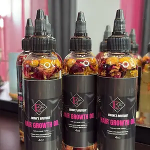 Emani’s Boutique All Natural Hair Oil. Made with all natural oils that enhance and promotes hair growth. infused with rose petals for elegance. Roses are known for. their health benefits, such as hydrating the skin.