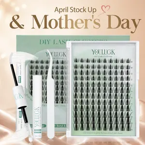 YOULUCK Demon Wink DIY Lash Extension Kit Clusters Individual Lashes Wispy Volume Set Beginner Friendly Lash Bond & Seal Tweezer for Home Makeup