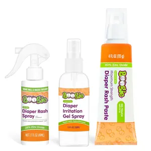 Boogie Diaper Rash Baby Bundle for Newborns, Infants & Toddlers – 25% Zinc Oxide No-Rub, Touch- Free Rash Spray, 40% Zinc Oxide Maximum Strength Paste & Irritation Gel for Sensitive Skin