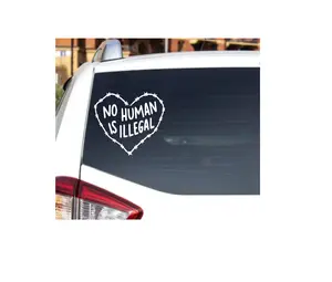No Human Is Illegal Barbed Wire Heart | Immigrant, ICE, Cute Winter Boots, Red Lipstick, Activist Laptops, Cars, Trucks,  wall, window decal vinyl sticker