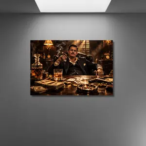 Vintage Mafia Boss Wall Art, Gangster Poker Night Poster, Cinematic Crime Office Decor Print