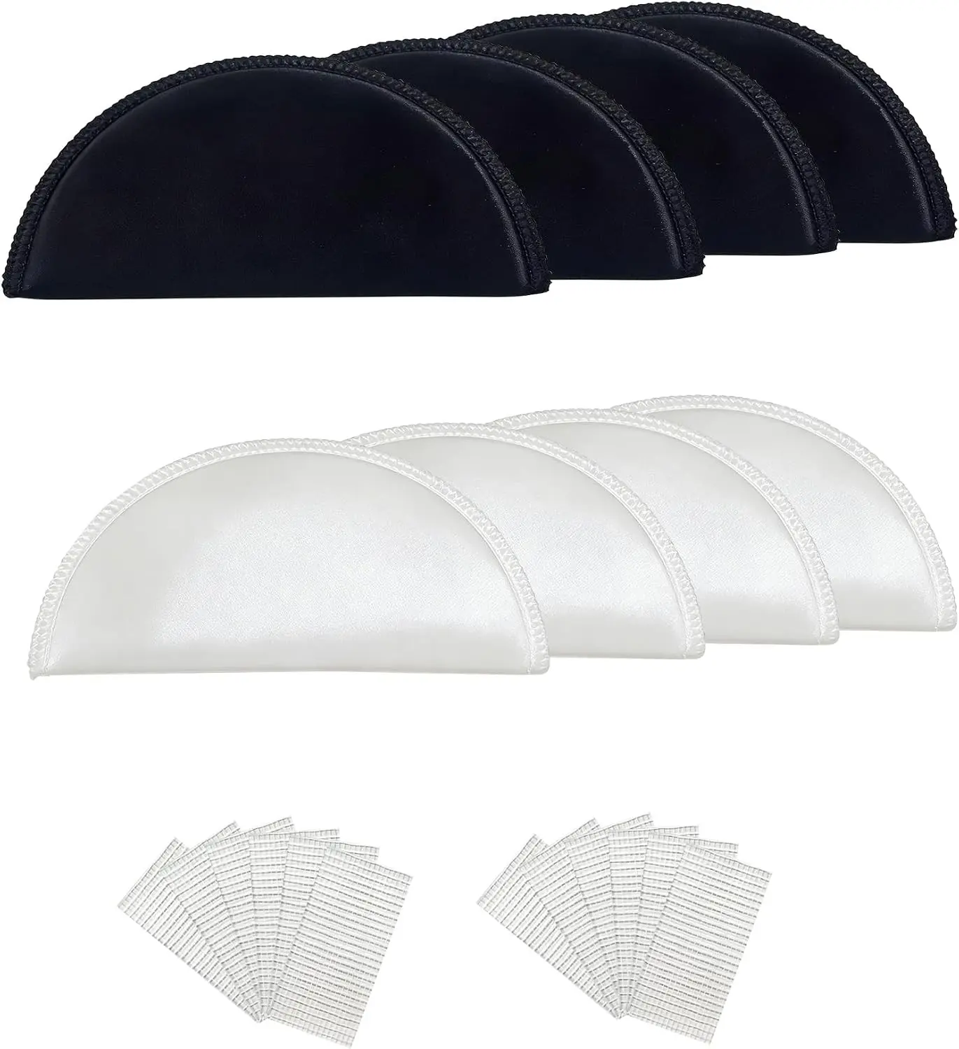 4 Pairs Thin Removable Shoulder Pads for Women's Clothing, Comes with Nano Adhesive Sheets for No Sewing, Suitable for Dresses Blazers Jackets, Black & White Set