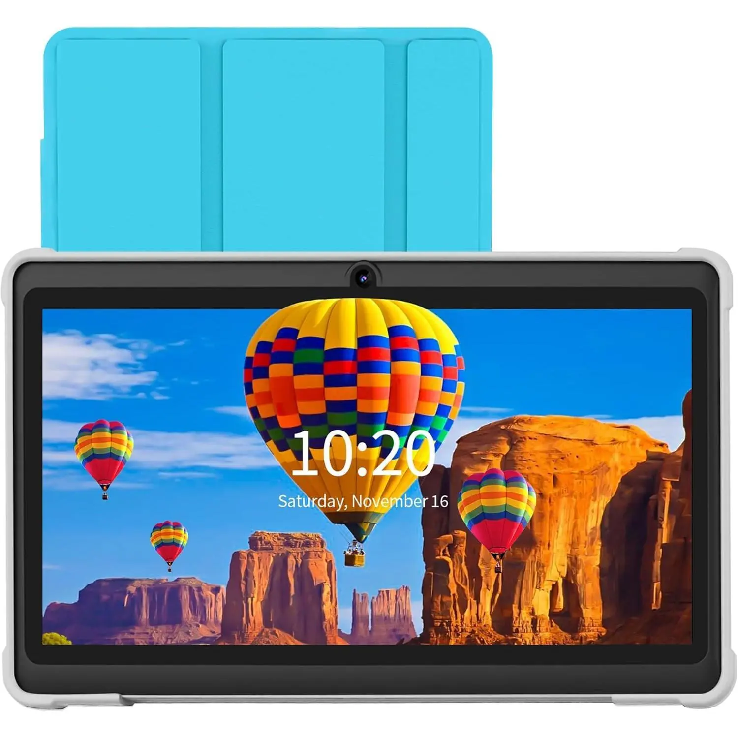 Android 13 Tablet with Solid Blue Protective Case, 7-Inch HD Display, 32GB Storage (Expandable), 2GB RAM, Quad-Core Processor, WiFi, Dual Camera, USB-C