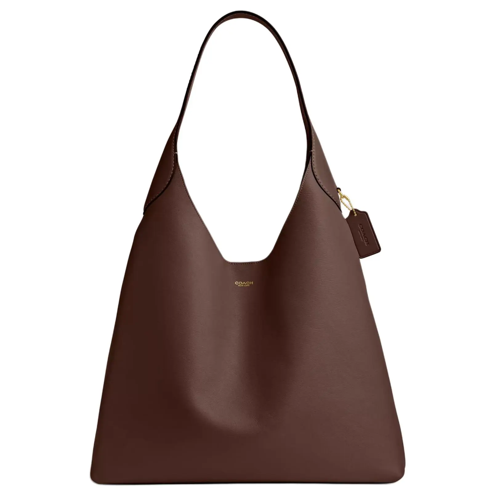 COACH Brooklyn 39 Magnetic Closure Logo Charm Hobo Bag In Natural Grain Leather For Women