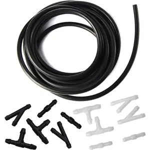 4 Meter Universal Windshield Washer Hose Kit with 12 Pcs Hose Connectors Suitable for Most Windshield Washer Nozzle Installation Connect Car Water Pump and Nozzles