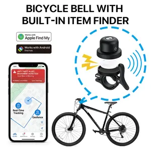 Bike Bell with Hidden Item Finder, Anti-Theft Bluetooth Tracker, Works with Apple Find My & Android Find Hub, Loud Clear Ring, Waterproof Design, Easy Install for Mountain & Road Bikes.