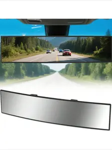 Wide-Angle Rectangular Rearview Mirror – Crystal-Clear Flat Mirror Lens, Universal Mounting, Easy Front-Mount Installation, Durable ABS Material, Enhanced Driving Safety