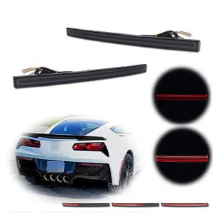 2pcs For 2014 2015 2016 2017 2018 2019 Chevy Corvette C7 Smoke Red LED Rear Bumper Reflector Tail Brake Light,Replace OEM 84031888, 84031887