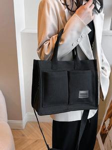 2025 fall/summer plain color large capacity tote bag for women, casual trendy multi-pocket design shoulder bag, back to school crossbody bag for trip, tote bag for women, fall outfits, fall freshness