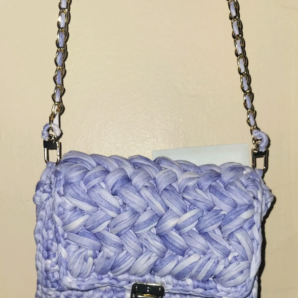 Custom Clutch Purse -  Knit Design with Chain Strap and Clasp Closure
