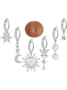 6 Pcs 14G Clicker Belly Button Ring for Women 316L Surgical Steel Butterfly Snake Evil Eye Heart CZ Opal Dangle Belly Button Rings Simple Reverse Navel Rings Body Belly Piercing Jewelry Belly Hoops Cubic Zirconia Jewelry
