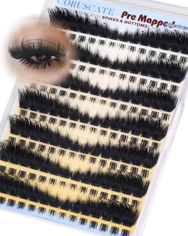 Lash Clusters Dramatic Cluster Eyelash Extensions Spikes Lashes Cluster with Bottom Lashes Mink Strip Individual Lashes Mega Spikes Full Eyelash Clusters Pre Mapped Cat Eye Lash Extension