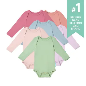 PurComfy 6-Pack Baby Long Sleeve Onesies, Supersoft Bamboo Bodysuits for Newborns & Toddlers (0–24M), Eczema-Friendly Sleepwear for Boys & Girls, Unisex Pajamas