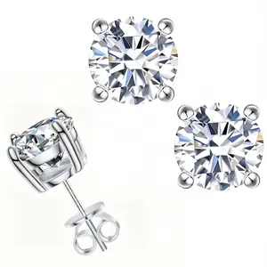 2-Carat (x2) Zircon Stud Earrings | Screw-Back Closures | 8mm | 4 Total Carats | Silver-plated | Custom-Made | Ideal Gift for Weddings, Birthdays, Anniversaries, New Year, Mother's Day, Christmas, and Thanksgiving