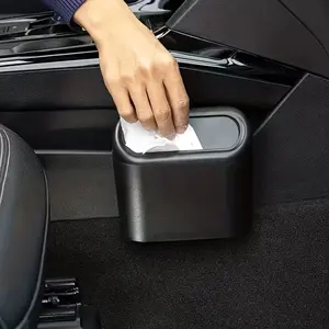Compact Car Trash Can Set, Leak-Proof Mini Auto Accessories, Durable Easy Clean, Includes 1 Roll Garbage Bags, Press Lid, Storage Bucket