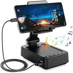 Gifts for Men Women, Phone Stand with Bluetooth Speaker and Charging Function 360 °   Rotable Angel Adjustable Cell Phone Holder with HD Stereo Sound Fits All Phones,Tablet (Black)