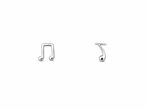 999 Fine Silver Music Notes Stud Earrings