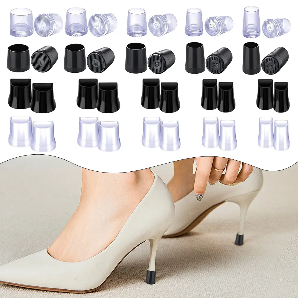 Pair of 20 Heel Caps for High Heels, Heel Covers for High Heel Shoes, 5 Sizes Heel Bottom Replacement Tips for Women's Shoes, Non-Slip Stiletto Heel Caps for Outdoor Weddings Grass