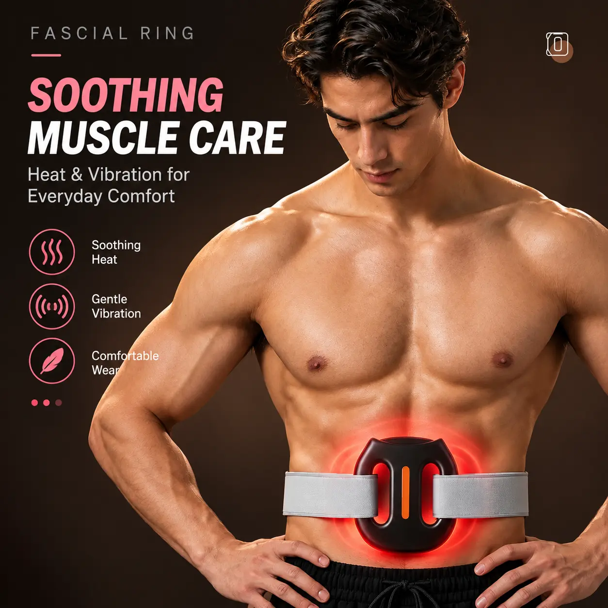 Multifunctional Fascia Ring Vibration Trainer - Cordless Portable Muscle Relaxer with Dual-Ring Action, 8-Point Heat Therapy, 9-Level Adjustability, Adjustable Belt, Fascia Release Tools for Abs, Thighs Care, Multifunctional Fascia Ring Vibration Trainers