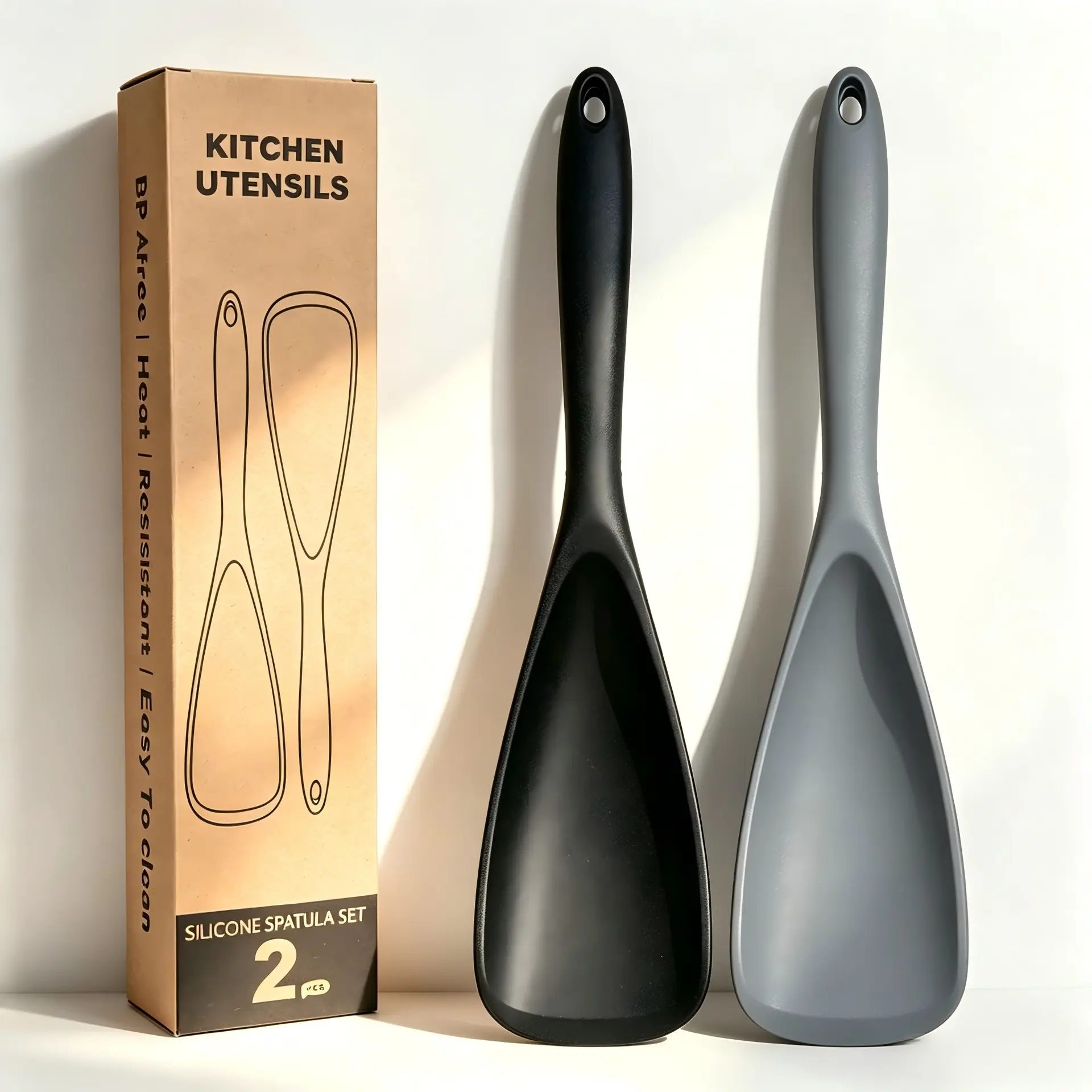 2-Pack Silicone Spoonula Set for Nonstick Cookware, Heat-Resistant One-Piece Spatula Spoon, BPA-Free Kitchen Utensil for Cooking, Mixing, Scraping & Serving, Dishwasher Safe