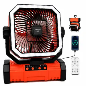 OpenRGB Camping Fan with Bluetooth Speaker | 20000mAh Portable Battery, 4-Speed Airflow, LED Light & SOS Strobe, 360° Rotatable with Handle & Hook – Perfect for Tent, Outdoor, Power Outage