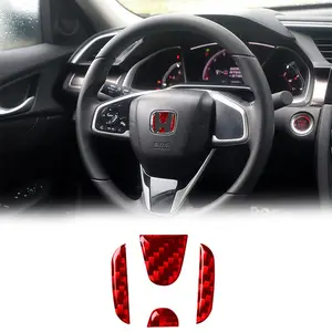 4 Piece Car Interior Accessories Anti-Scratch Wear Resistant Carbon Fiber Steering Wheel Decal Fit Honda Civic Crv Accord Xrv Fly
