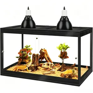 PROLEE Reptile Tank, 31 Gallon Beard Dragon Tank, Tempered Glass and Snake Tank with Locking Design for Lizard,Gecko,Chameleon Terrarium Sliding Doors, Spider Habitat, Insect Terrarium, Bug Enclosure, Praying Mantis Habitat, Frog Enclosure
