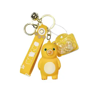 Nailong Mini Dragon Bubble Squeeze Keychain - Yellow Stress Relief Toy for Kids & Adults - Compact Design for Keychains - Fun & Relaxation Tool Fidget Squeezable