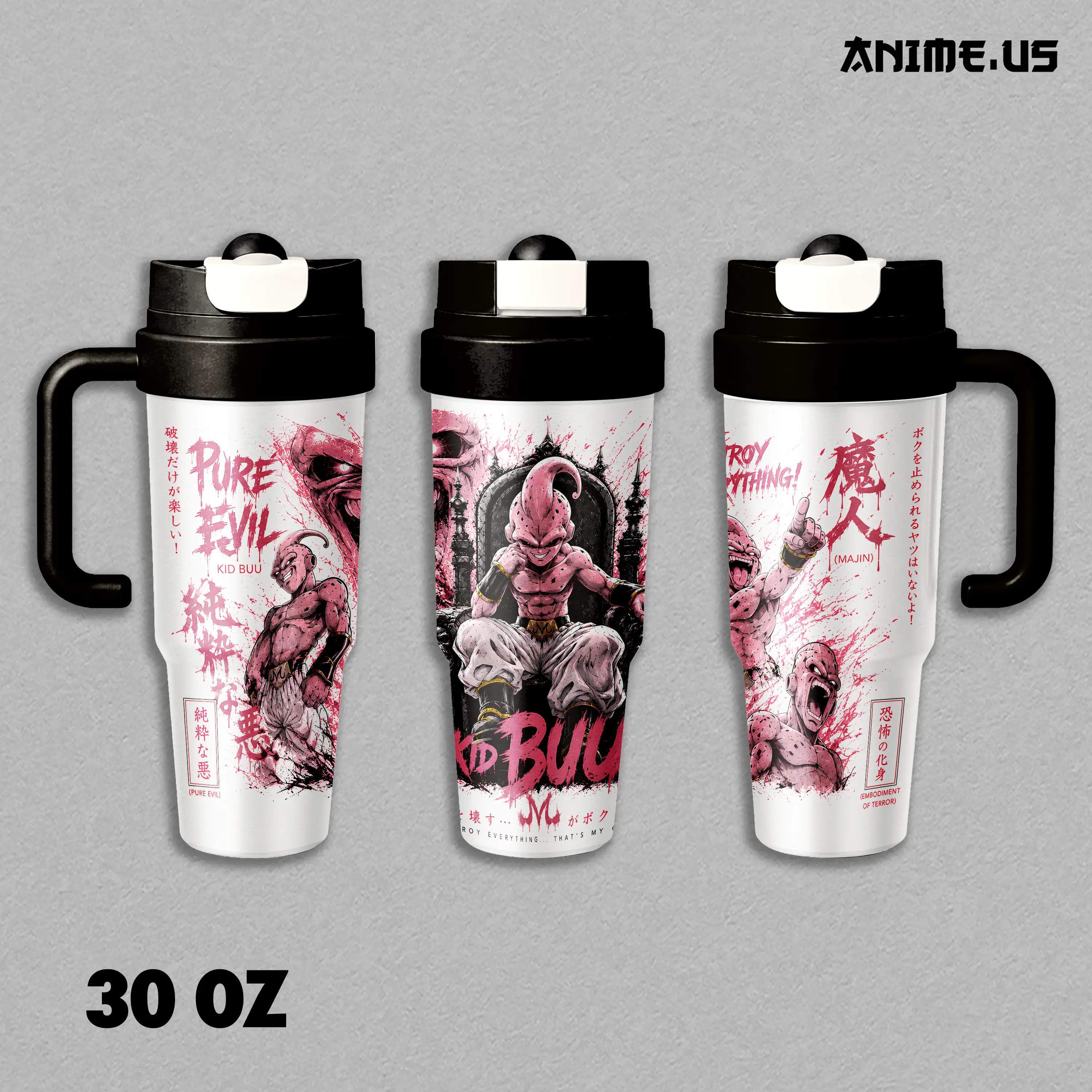 Insulated Tumbler Kid Buu Pure Evil Majin Buu Saga DBZ Anime Stainless Steel 17oz 24oz 30oz Thermal Travel Coffee Mug Vacuum Insulated Hot Cold Drink Cup Anime Fan Gift