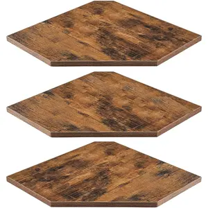 Set of 3 11.8" Floating Corner Shelves, Rustic Wood Wall Mounted L-Shaped Corner Shelf, Storage Organizer for Bathroom Bedroom Living Room Kitchen Office, Rustic Brown