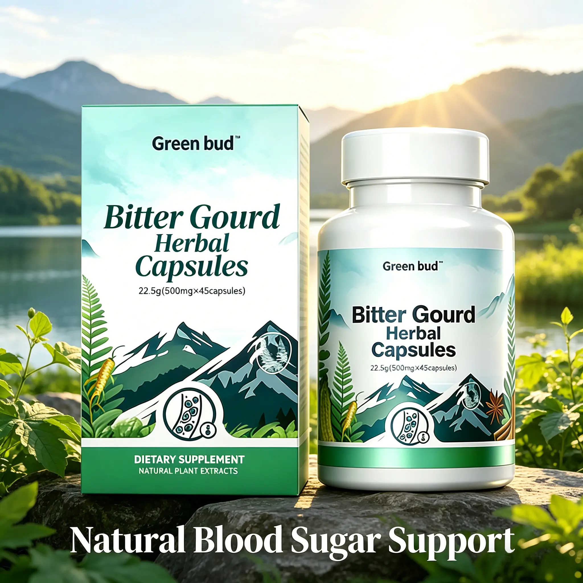 Vegan Green Bud Bitter Gourd Herbal Dietary Supplement Capsules - Multi-Ingredient Healthcare Support with Vitamins, Cinnamon, Ginseng, Mulberry Leaf Extracts for Body Health & Supplement Routine, Herbal Supplements, Cinnamon Vitamins Supplements