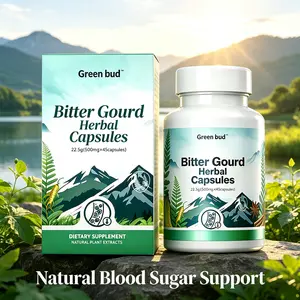 Green Bud Bitter Gourd Herbal Dietary Supplement Capsules - Health and Wellness Botanical Capsules for Supplements with Multi-Ingredient Vitamins, Bitter Gourd, Cinnamon, Ginseng, Mulberry Leaf Extracts for Body Health