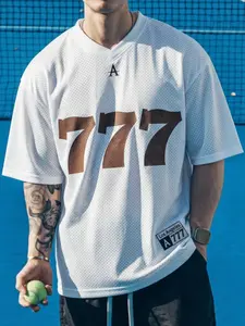 Blokecore Style 777 Mesh Basketball Jersey, Men's Ultra-Comfort Breathable Mesh T-Shirt, Vintage Streetwear for Outdoor Sports, Gym Training & Casual Outfits, All-Day Wear Athleisure Top Y2K