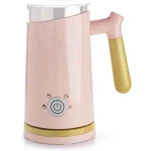 Electric Milk Frother - Automatic Foamer & Heater for Coffee, Latte, Cappuccino, Other Creamy Drinks 4 Settings Cold , Airy Dense  Warm Easy to Use, Pink, 8x4x5 inches (MS-MF)