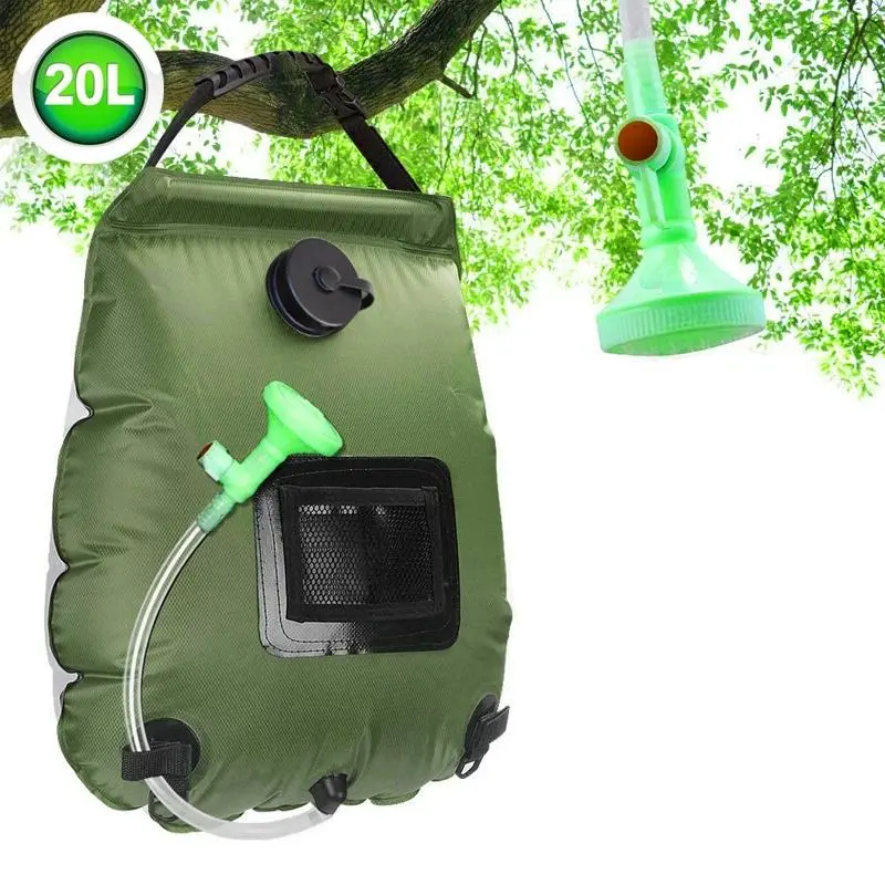 Portable Solar Heated Camping Shower Bag, 1 Set Outdoor Bathing Water Bag with Removable Hose & Switchable Shower Head, Camping Gear, Suitable for Travel, Climbing, Camping Equipment
