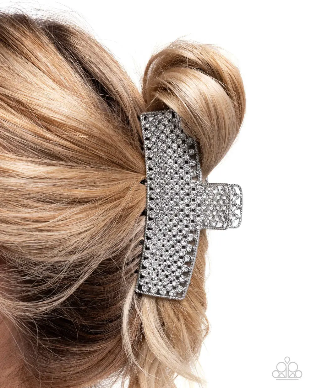 Paparazzi Glittery Gesture - White Claw Clip