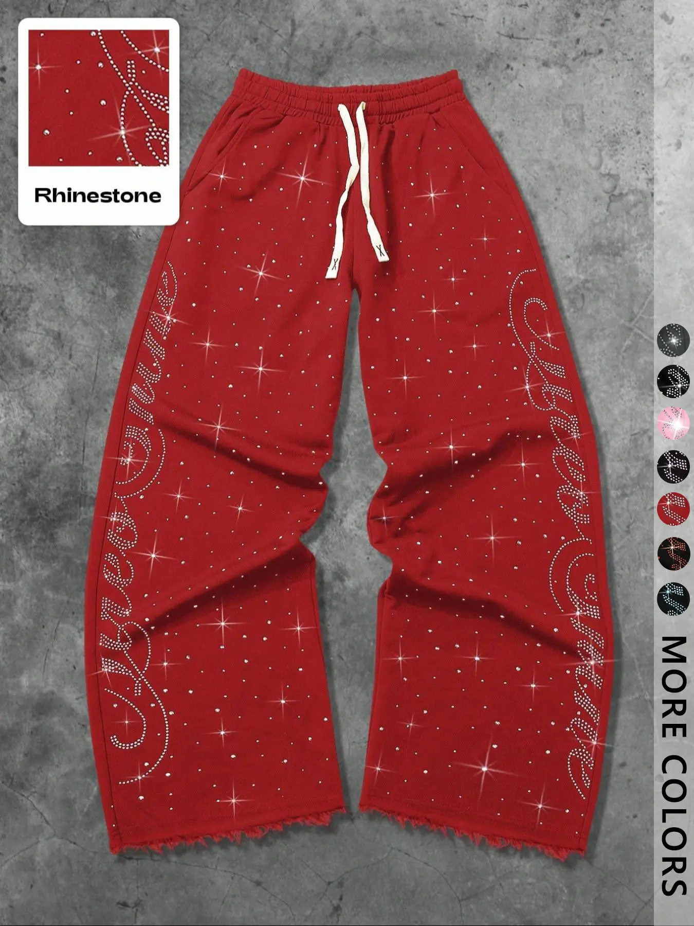 Unisex Street Style Rhinestone Hip-Hop Sweatpants, Long Sport Pants for Casual, Athleisure Pants, Y2K Fashion, Gym Wear, Outdoor School