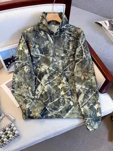 Women's Camo Printed Half-Zip Hoodie Sweatshirts, Casual Everyday Long Sleeve Loose Fit Top, Outdoor Fashion Aesthetics Womenswear Fall & Winter Clothing