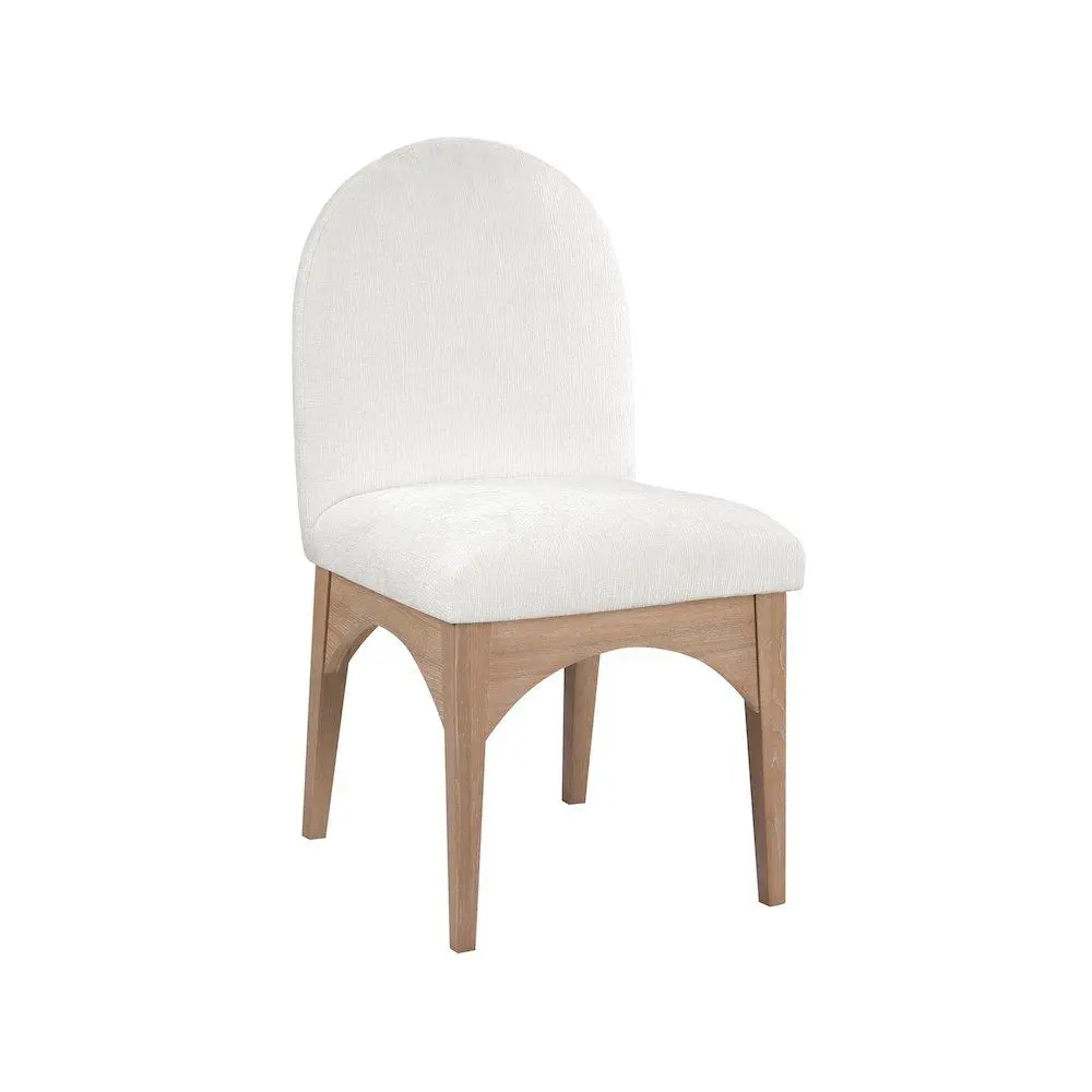 Waldorf Traditional Classic Armless Cream Chenille Dining Chair - Plush Seat, Solid Ash Wood Frame, Natural Finished Legs, Sturdy Indoor Furniture for Family Gatherings
